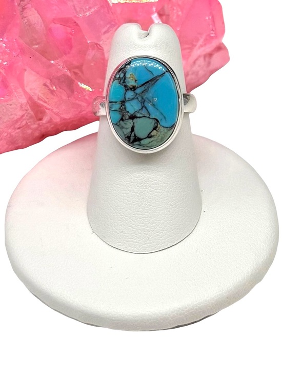 Jewelmazed Jewelry - Tibetan Turquoise Ring Size 6 925 Sterling Silver Plated
